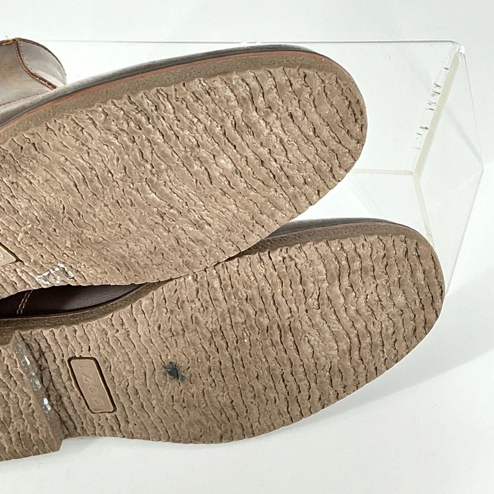 IZOD Mens Size 10.5 Brown Leather Chelsea Boots Pull On Ankle Booties